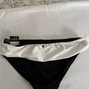 Lauren Ralph Lauren Black and White Fold-Over Bikini Bottom